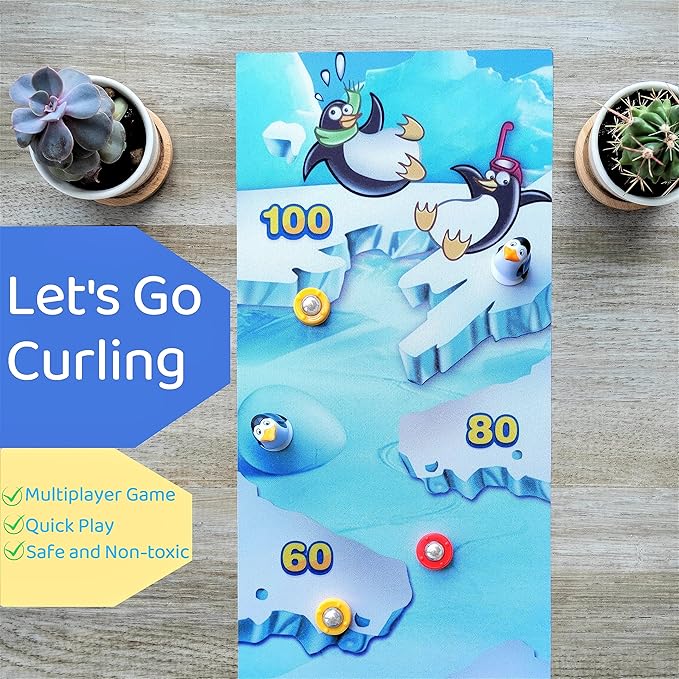 Mini Tabletop Shuffleboard for Kids,Indoor Table Top Curling Games