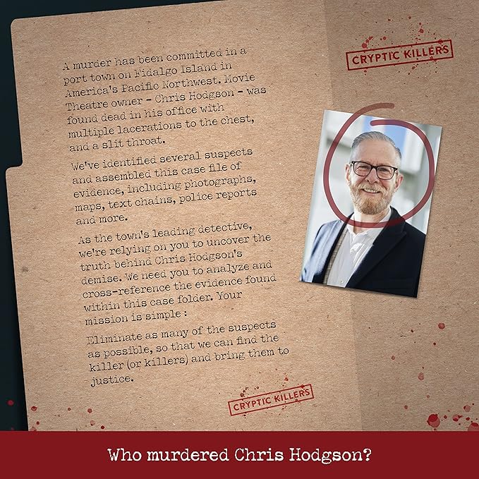 Cryptic Killers Unsolved Murder Mystery Game - Cold Case File Investigation - Detective Clues/Evidence - Solve The Crime - Individuals, Date Nights & Party Groups - Murder at The Movie Theater