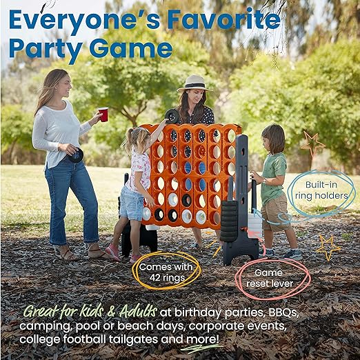 ECR4Kids Jumbo 4-To-Score, Giant Game, Orange/Grey, 1